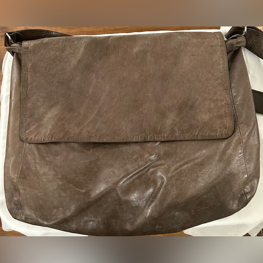 Rugby North America Brown Leather Satchel Messenger Bag